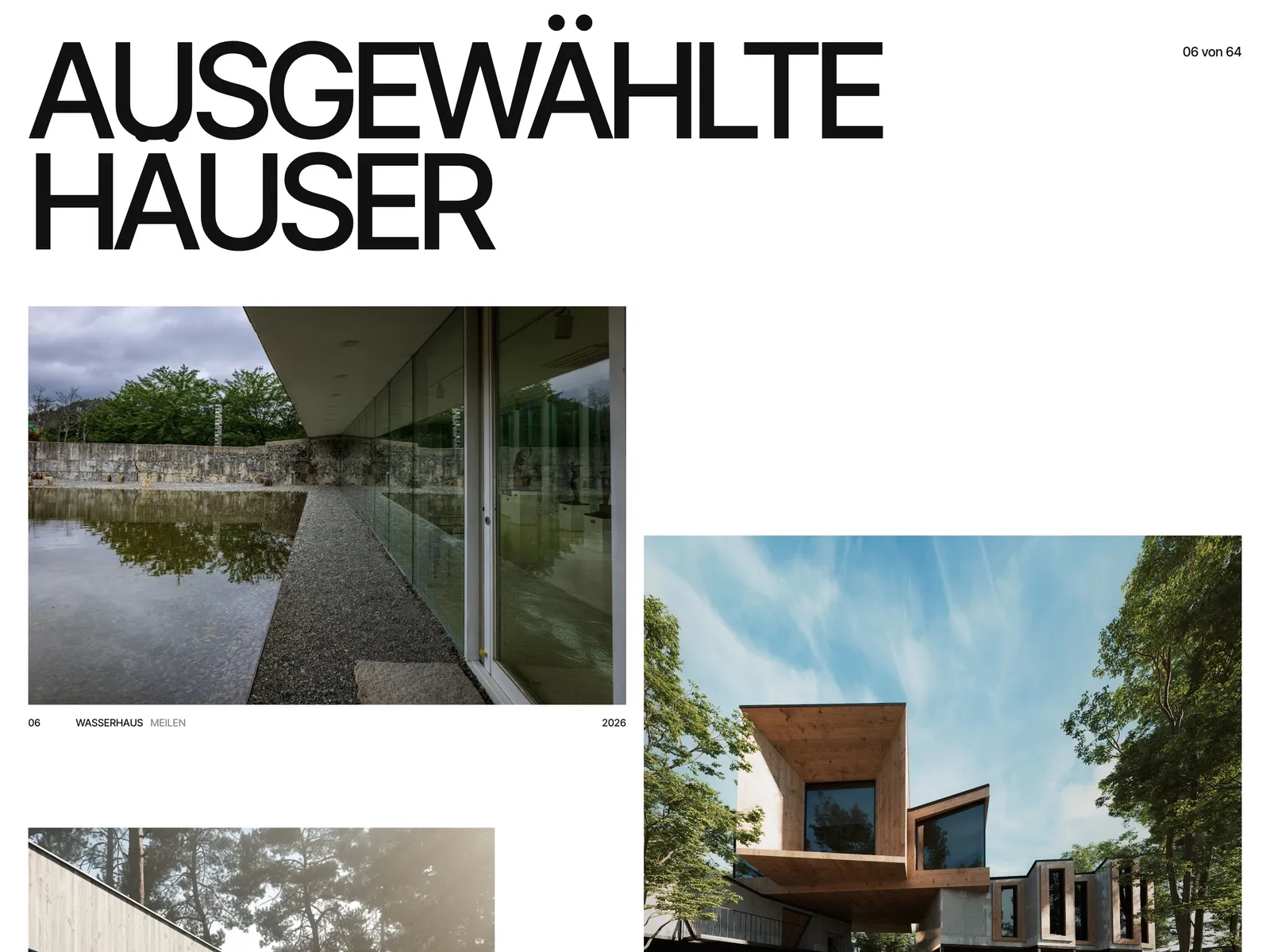 Ausgewählte Häuser in einem versetzten Raster mit Namen und Jahr