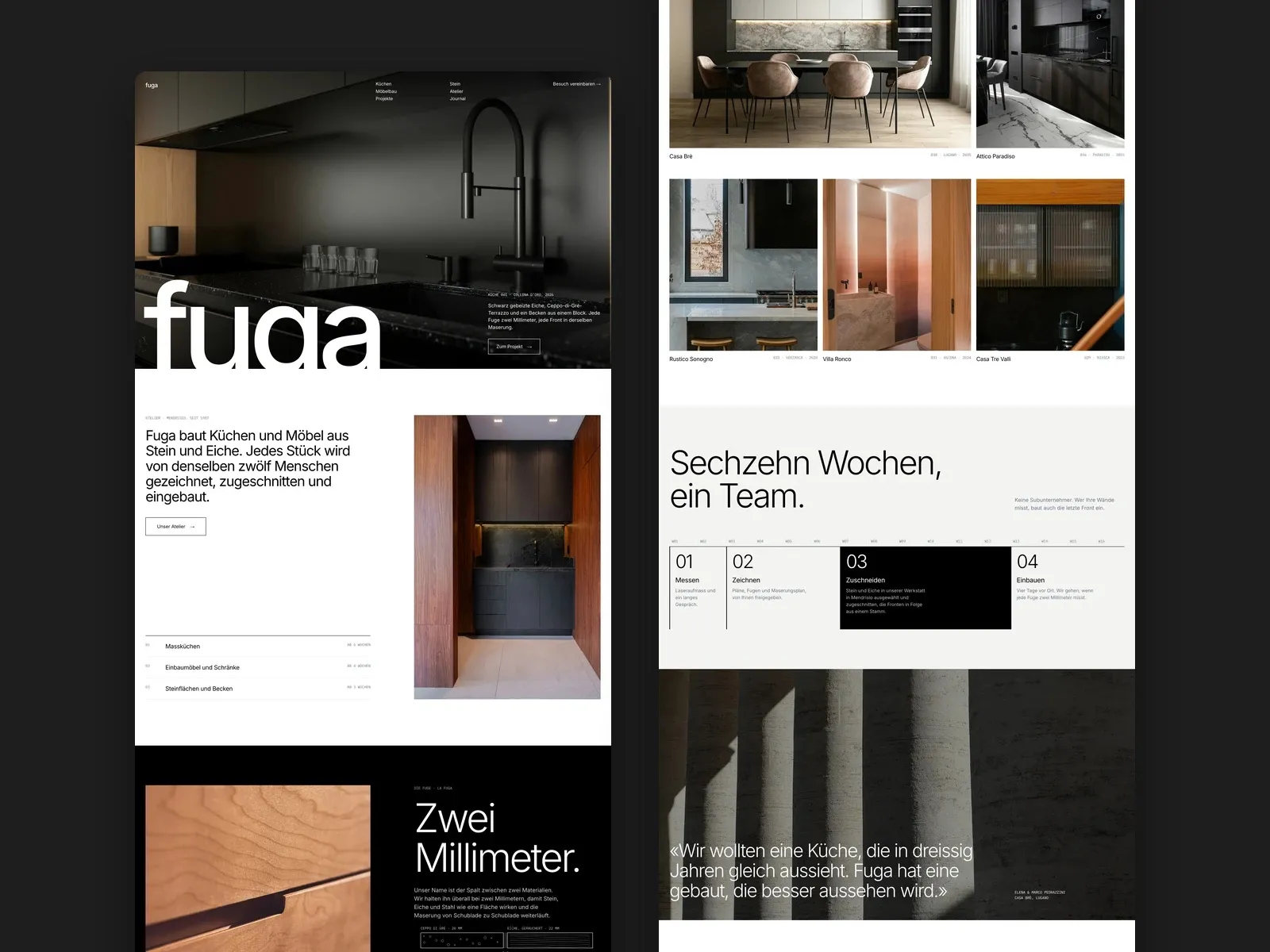 Übersicht der fuga-Website von der Startseite bis zum Ablauf