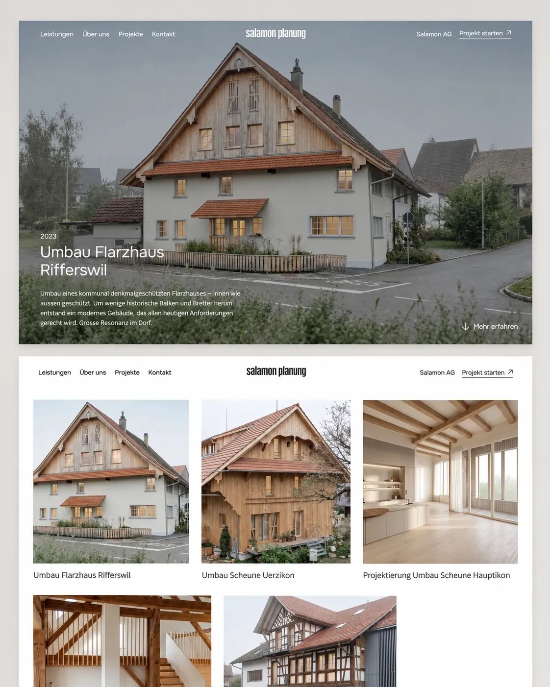 Projektseite und Projektübersicht der Website von Salamon Planung