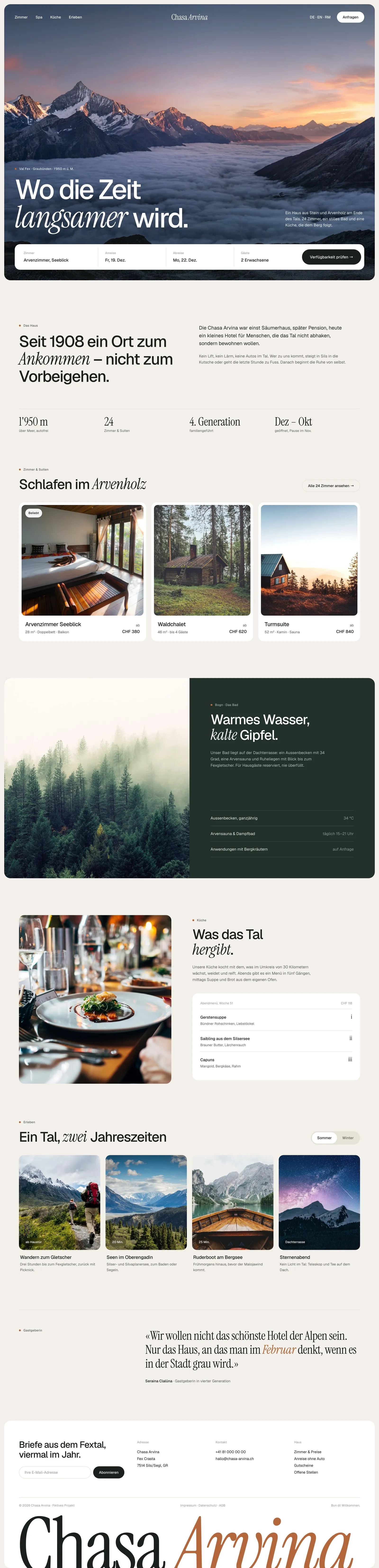 Die ganze Chasa-Arvina-Startseite in einer Ansicht