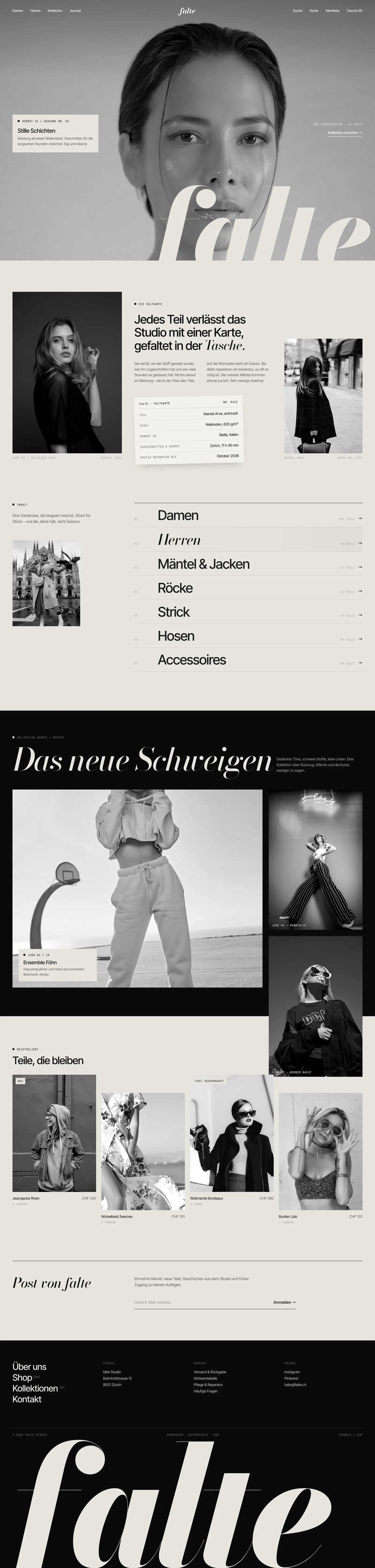 Die ganze falte-Startseite in einer Ansicht